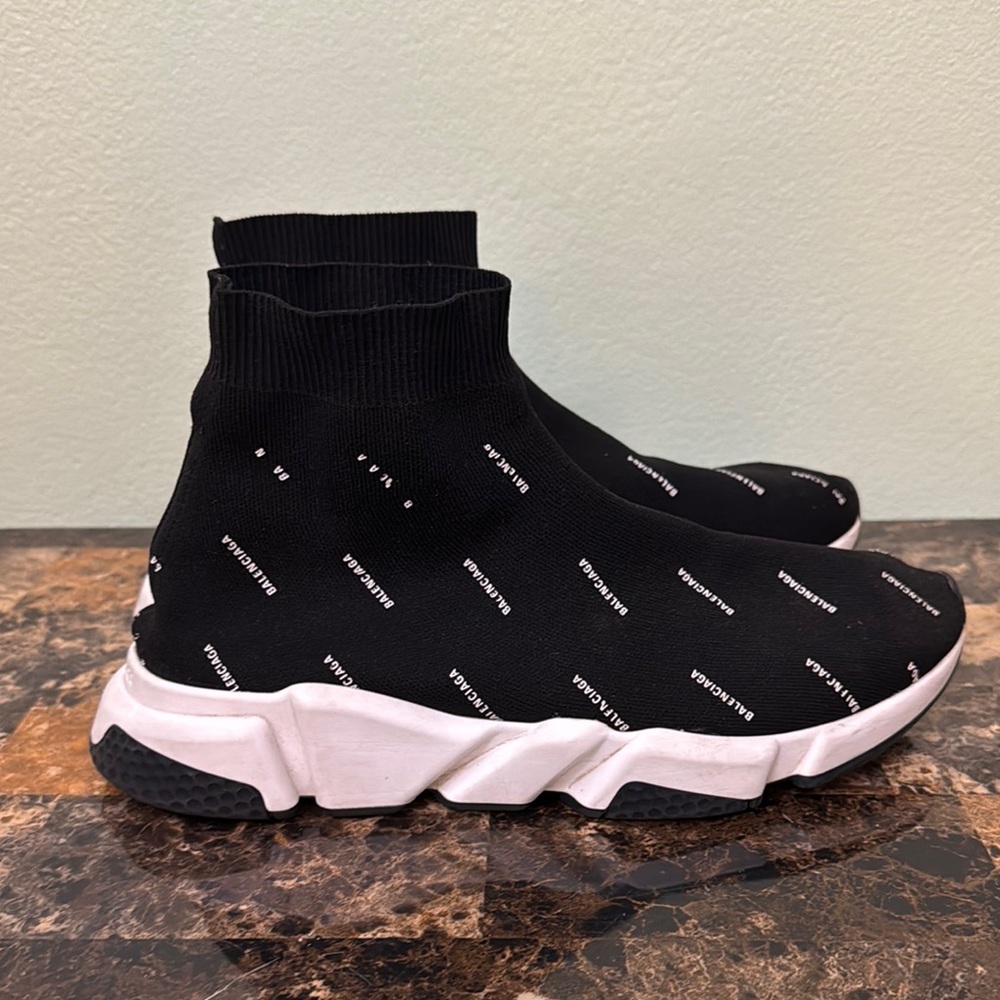 Balenciaga Black and White Sock high top speed sock Sneakers size 10 - Picture 3 of 12